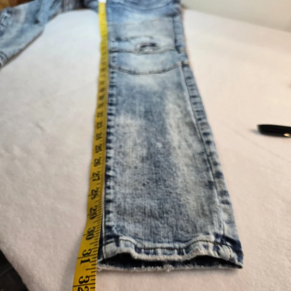 Preme Moto Biker Denim Jeans Mens Sz‎ 28x31 Skinny Distressed Stretch